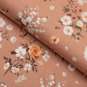 Biante Bavlnený obdĺžnikový obrus Sandra SA-738 Ruže a konvalinky na hnedoružovom 120x180 cm