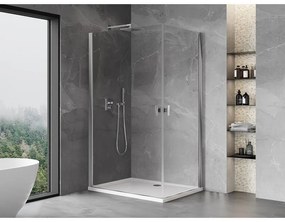 Mexen Mist-B Duo, 2-krídlový výklopný sprchový kút 95 x 70 cm, číre sklo, chrómový profil, 8A2-095-070-01-00