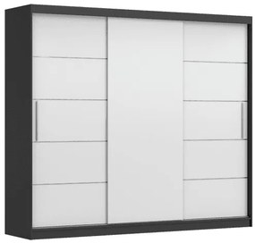 Šatníková skriňa ALBA II 250 cm čierna/biela