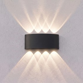 Toolight Toolight, JNH041-8G, vonkajšie LED nástenné svietidlo hore/dole, 8 LED, 12 W, 4000 K, IP44, čierna matná, OSW-56232