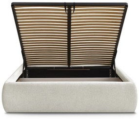 Béžová čalúnená dvojlôžková posteľ s úložným priestorom/bez čela s roštom 180x200 cm Inera – Bobochic Paris