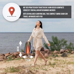 MIADOMODO Závesné hojdacie kreslo, farebné, dovnútra aj von