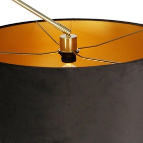 Moderná stojaca lampa zlatý zamatový tienidlo čierna 50 cm - Editor