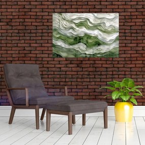 Obraz - Zelenobiele vlnky (90x60 cm)
