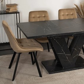 Rozkladací jedálenský stôl CLARK – čierny mramor, 120–160 cm