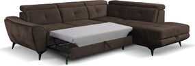 Rohová sedacia súprava Sergio, tmavo hnedá látka, pravý roh