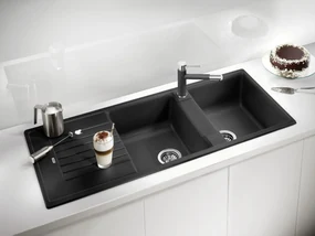 Blanco Zia 8 S, silgranitový drez 1160x500x190 mm, 2-komorový, sivá vulkán, BLA-527392