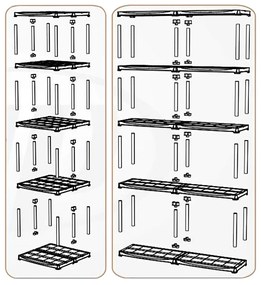 ARTPLAST Regál 2v1, 5 políc, 600x585x1760mm