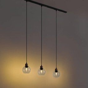 Modern railsysteem zwart met 3 hanglampen brons 1-fase - Iconic Lava