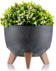 PLASTOVÝ KVETINÁČ ROSA LINEA SADA 2KS 15X24,3 CM+18,3X29,2 CM IMITÁCIA BETÓNU ČIERNA