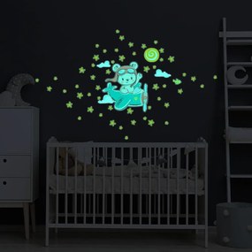 Detská samolepka na stenu 30x25 cm Pilot Bear - Ambiance