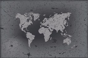 Samolepiaca tapeta stará mapa na abstraktnom pozadí v čiernobielom - 300x200