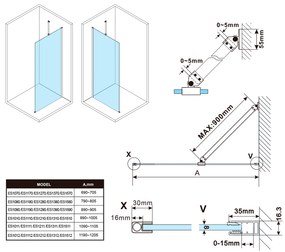 Polysan, ESCA WHITE MATT jednodielna sprchová zástena na inštaláciu k stene, matné sklo, 1000 mm, ES1110-03