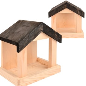 Kŕmidlo pre vtáky Emi, 23x20x15 cm, drevo, hnedá/čierna