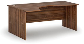 Ergonomický kancelársky pracovný stôl PRIMO WOOD, 1800 x 1200 mm, ľavý, orech