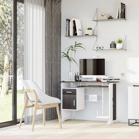 HOMCOM Moderný Počítačový Stôl 100D x 52Š x 75V cm Čierny Orech a Biela | Aosom