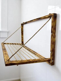 Sušiak na stenu - drevený, široký, tmavý, do kúpeľne, na balkón