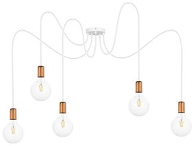 Luster na lanku MIROS 5xE27/60W/230V pavúk biela/medená