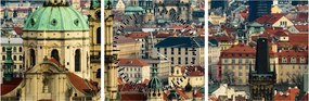 Obraz - Panorama Prahy (s hodinami) (90x30 cm)