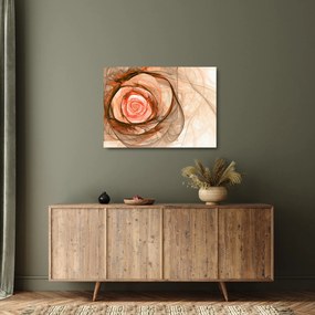 Sklenený obraz - Abstraktné ruže ružová s bielym pozadím (70x50 cm)