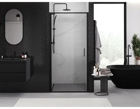 Mexen Exo, výklopné sprchové dvere 50 cm, číre sklo, čierny profil, 817-050-000-70-00