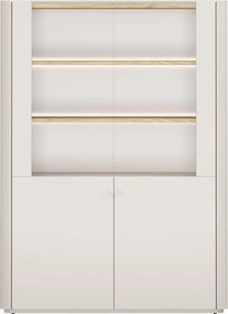 Vitrína Elivo 100 cm dvojdverová - kašmír / olejovaný dub