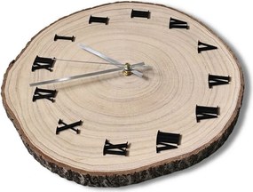 Drevené nástenné hodiny z plátu dreva s kôrou | KORRO: Amber - 3072 26-29 cm 4813-115575 KOR006-29-Amber
