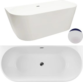 Aquauno Voľne Stojaca Vaňa Pristaviteľná K Stene 170x80cm Sifón Odtokový Ventil Klik Klak Chrom