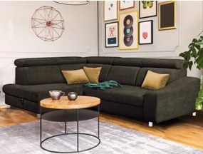 Rohová sedacia súprava Brico, sivo-hnedá látka, ľavý roh%