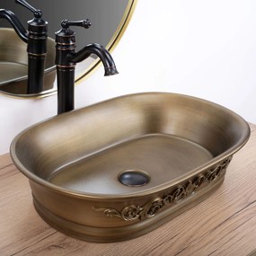 Rea Wilma Rustic, umývadlo na dosku 550x380x130 mm, brúsená meď, REA-U3305