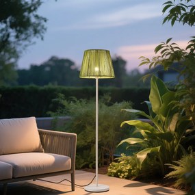 Vonkajšia stojaca lampa biela so zeleným lanovým tienidlom IP44 - Virginia Jayla