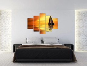 Obraz - Plachetnica pri západe slnka (150x105 cm)