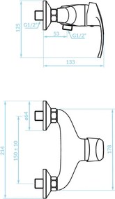 Kuchinox Kakadu, nástenná sprchová batéria bez sprchového setu, biela, LAV-BKK_640D