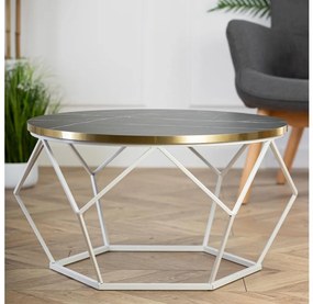 HowHomely Konferenčný stolík DIAMOND 40x70 cm zlatá/čierna/biela 10-1562-70-W-BMG