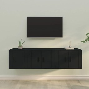 3-dielna súprava TV skriniek čierna spracované drevo 3188439