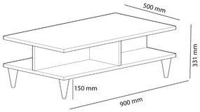 Dizajnový konferenčný stolík Gagenia 90 cm vzor dub / čierny