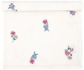 GREEN GATE Bavlnený behúň Portia White Embroidery 140 x 45 cm