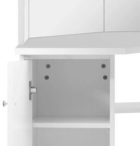 Rohový toaletný kozmetický stolík na líčenie, biely