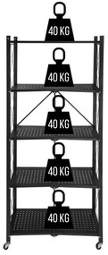 Pojazdný regál GESTEL 5 políc čierny