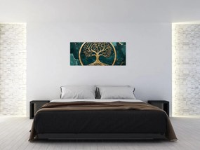 Obraz – Zlatý strom života v mramore (120x50 cm)