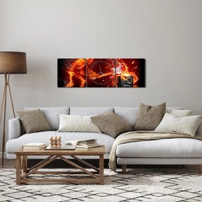 Obraz - Hudba v plameňoch (s hodinami) (90x30 cm)