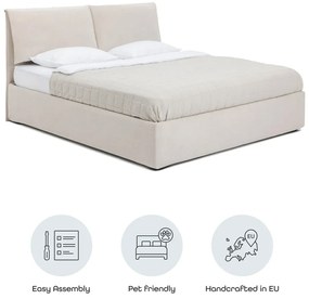 Béžová čalúnená dvojlôžková posteľ s úložným priestorom s roštom 180x200 cm Thessa Pillow – Bonami Selection