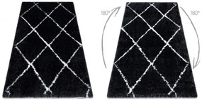Koberec FLUFFY 2373 shaggy kratka, trellis - antracit / biely