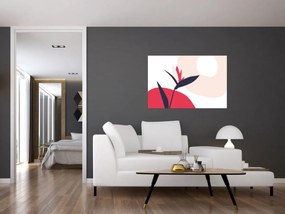 Obraz - Ružová florálna abstrakcia N⁰1 (90x60 cm)