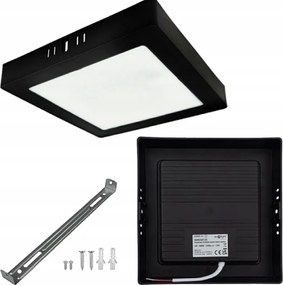 LED prisadený stropný panel – štvorec, 12 W, 1200 lm, čierny