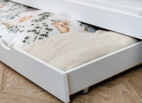Detská poschodová posteľ z masívu borovice s prístelkou a šuplíky BOHDANA - 200x90 cm - BIELA