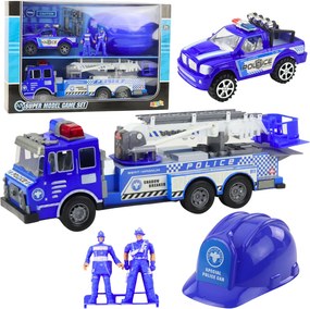 LEAN Toys Veľká policajná súprava figúrky prilba pre dieťa modrá