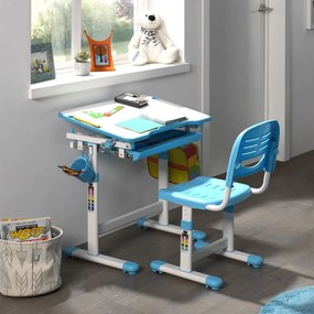 Vipack Nastaviteľný detský stôl Comfortline 201 a stolička modro-biely 442700