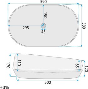 Rea Zoe Travo, umývadlo na dosku 590×380×170 mm, béžová / ecru imitácia kameňa matná, REA-U3540