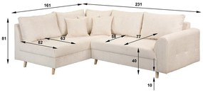 Krémovobiela rohová pohovka (ľavý roh) Ariella – Ropez